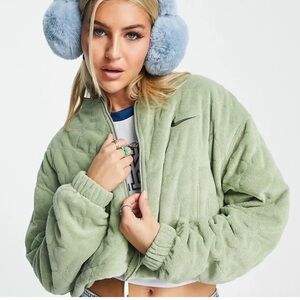 Nike Terry Quilted Jacket In Oil Green